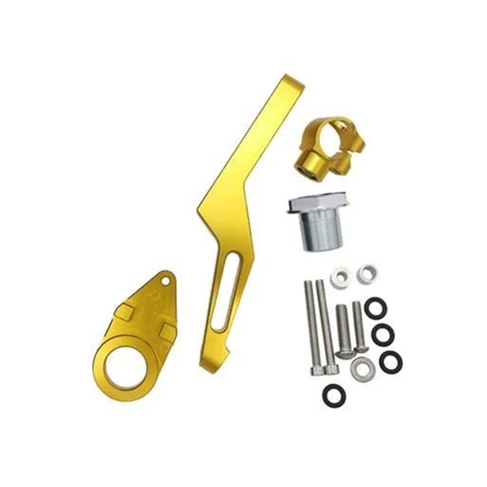 Dämpfer Lenkungsstabilisator Motorräder Lenkung Dämpfer Stabilisator Montage Klammern Kits Für Kawasaki Für ZX6R 2009-2019 Motorräder Aluminium Dämpfer(Gold) von GALSOR