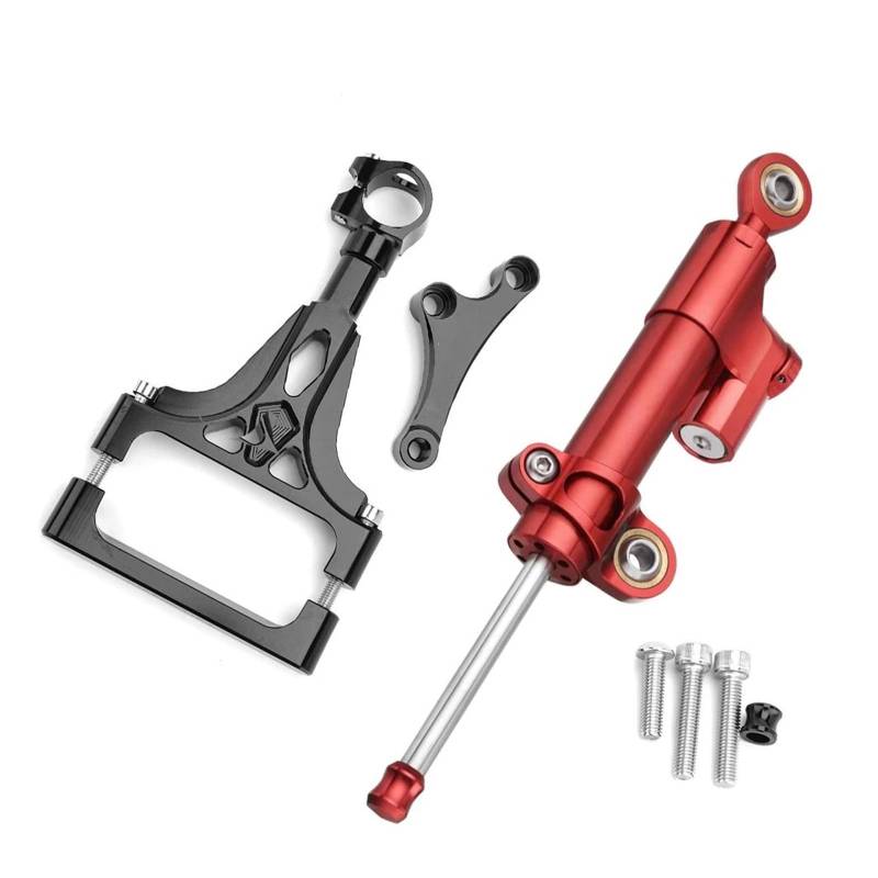 Dämpfer Lenkungsstabilisator Stabilisieren Sie Die Sicherheitskontrolle Mit Der Montagehalterung Für Motorrad-Dämpferlenkung Für Kawasaki Für Z1000 Z750 2003-2009 Motorräder Aluminium Dämpfer(Red) von GALSOR