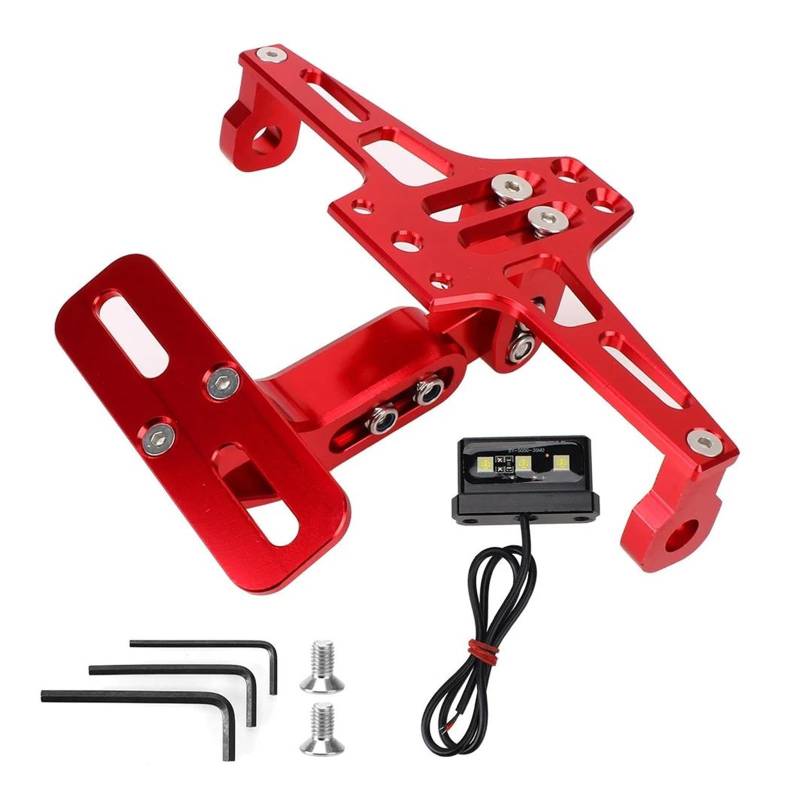 Motorrad Lizenz Kennzeichenhalter Kennzeichenhalter Rahmen CNC Aluminium Blinkerhalterung Universal Moto Zubehör Motorrad-Lizenznummer Motorrad Kennzeichenhalter(Red) von GALSOR