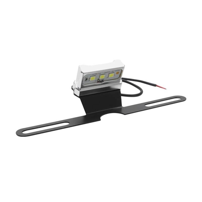 Motorrad Lizenz Kennzeichenhalter Plattenhalter-Halterung Mit LED-Rücklicht, Universal-Motorrad-Hecklizenz Für Kawasaki Für Suzuki Motorrad Kennzeichenhalter(Silver) von GALSOR