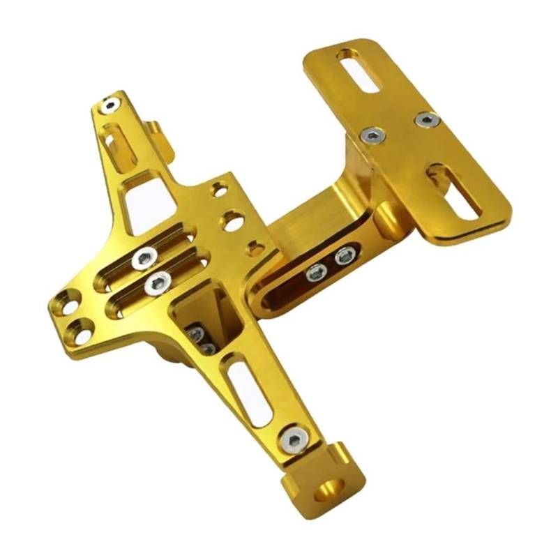 Motorrad Lizenz Kennzeichenhalter Rahmenhalter Rahmen Verstellbare Nummernschildhalterung Aluminium Motorrad Nummernschild Motorrad Hinteres Nummernschild Motorrad Kennzeichenhalter(Gold) von GALSOR