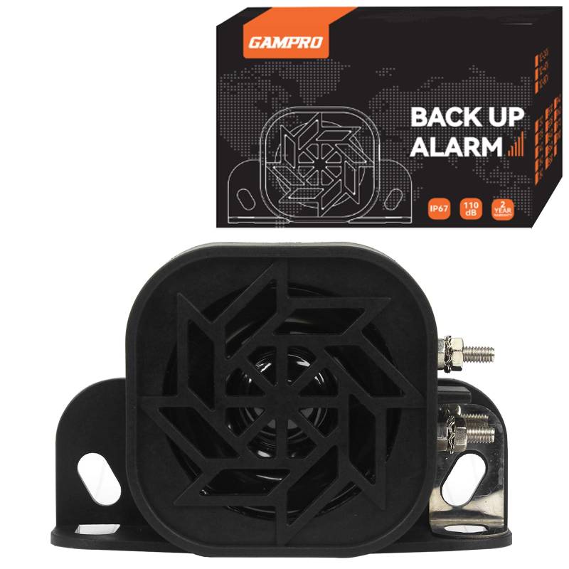 GAMPRO Auto Backup Alarm 110dB12V-48V IP67 Wasserdicht Staubgeschützt Rückfahrwarner mit super lautem Signalton für LKW Van Gabelstapler PKW LKW Landwirtschaftliche Fahrzeuge von GAMPRO