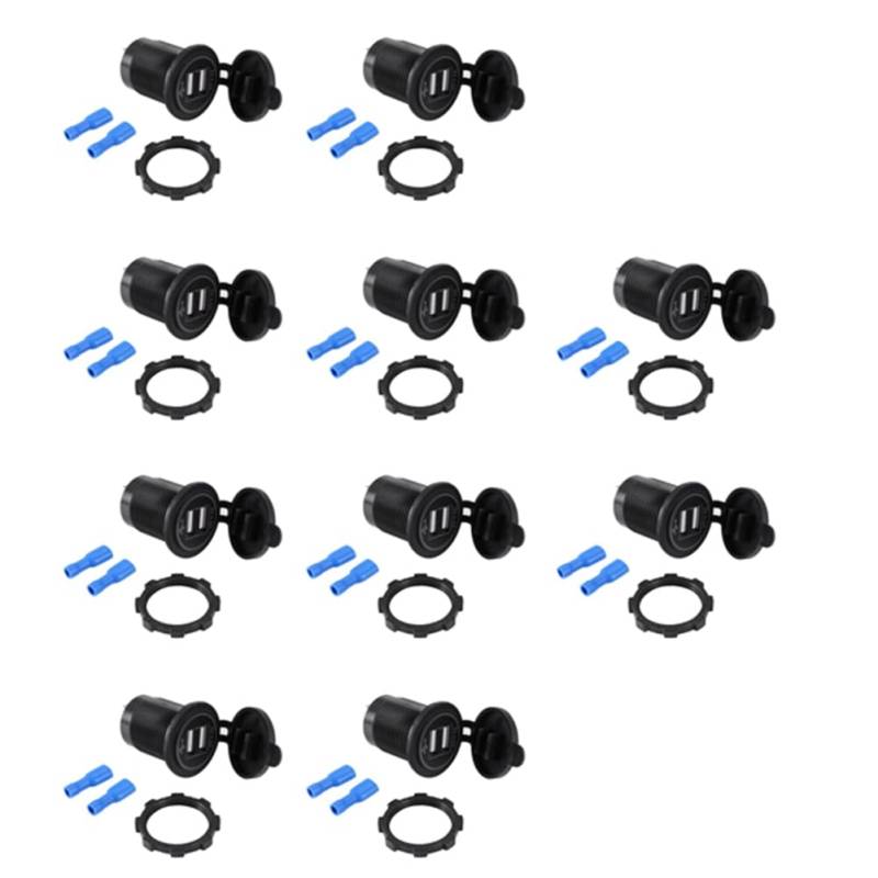 GANOMM 5 V 4,8 A Dual-USB-Ladebuchsenadapter Netzsteckdose für 12 V 24 V Auto, Schiff, Wohnmobil von GANOMM