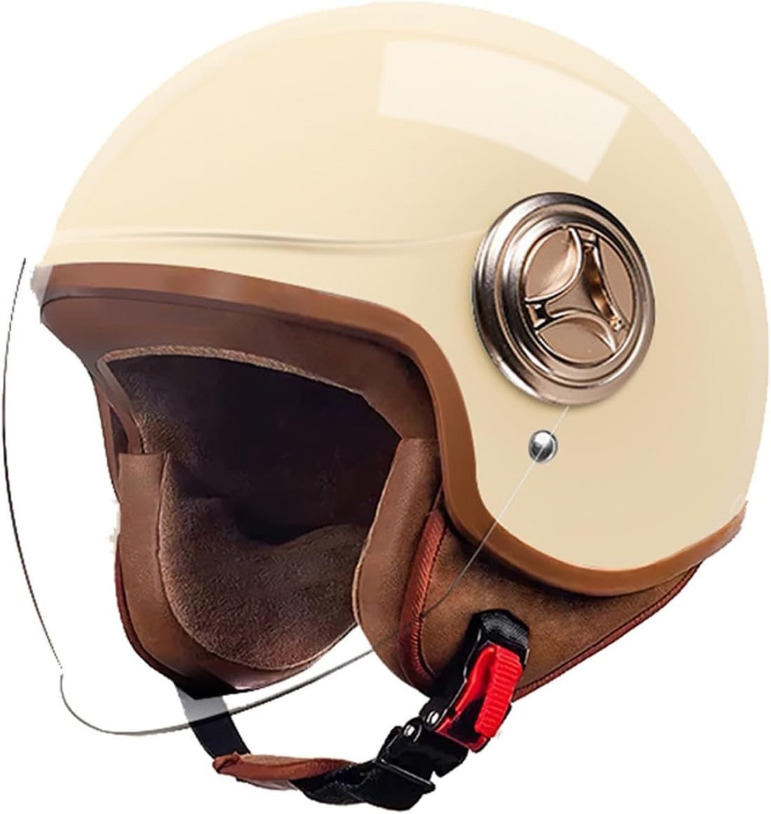 Halbhelm Jethelm Brain - Cap Jethelm DOT/ECE Retro Motorradhelm Cruiser Chopper Scooter Crash Jet Halbschalenhelm für Männer Frauen A,54~61CM von GAORUTO