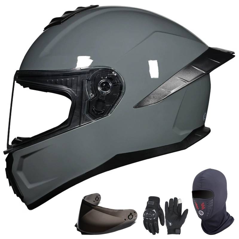 Integralhelm für Motorradfahrer, für Erwachsene, Männer und Frauen, Motorradhelm mit 2 Visieren, kompatibel mit klarem und dunklem Renn-/Straßenmoped, ECE 22.06-geprüft K,XL (61-62cm) von GAORUTO