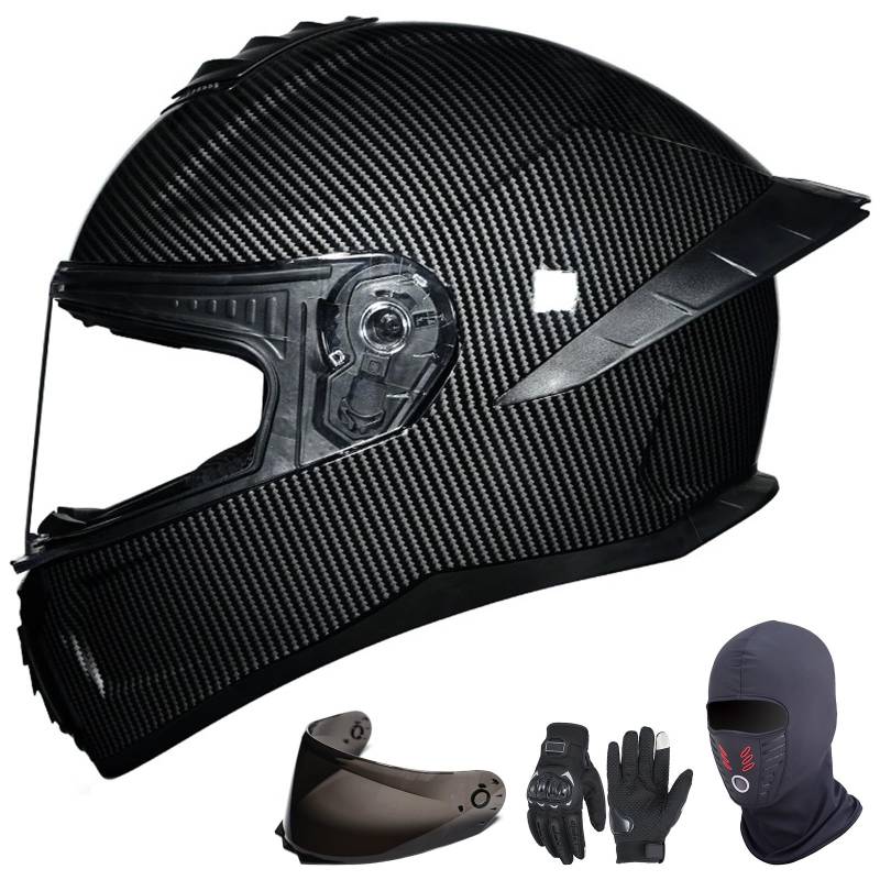 Integralhelm für Motorradfahrer, für Erwachsene, Männer und Frauen, Motorradhelm mit 2 Visieren, kompatibel mit klarem und dunklem Renn-/Straßenmoped, ECE 22.06-geprüft L,XL (61-62cm) von GAORUTO