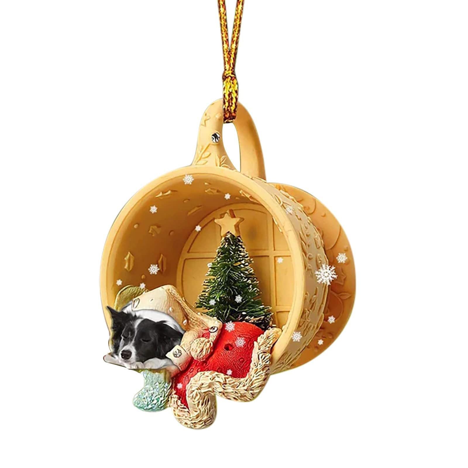 GAOSHA Festliches Partyzubehör für das neue Jahr, Auto, Rucksack, Dekoration, Weihnachtsgeschenk, Weihnachtsbaum-Anhänger, niedlicher Hund, Tier-Tropfen-Ornament von GAOSHA