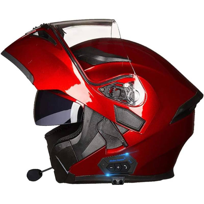 Bluetooth Integriert Klapphelm Motorradhelm Helm Motorrad Mit Doppelvisier Mit Eingebautem Mikrofon Für Automatische Reaktion ECE-Zertifizierung Für Frauen Männer von GAOZCTT