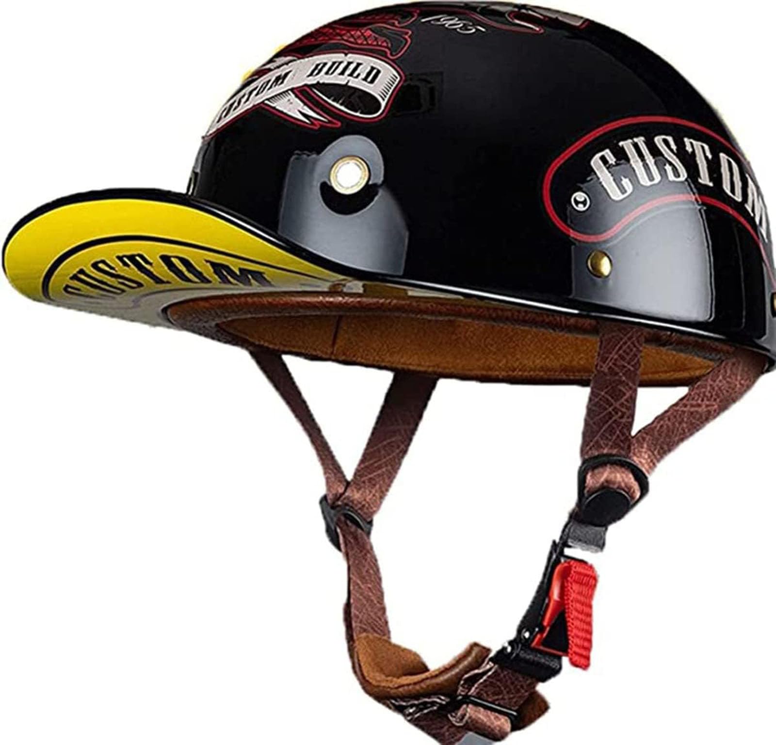 Halbhelm, Motorradhelm, Vintage-Baseballkappe, Halbschale, für Cruiser, Street, Roller, Jet-Helm, ECE-geprüfter Helm für Erwachsene von GAOZCTT
