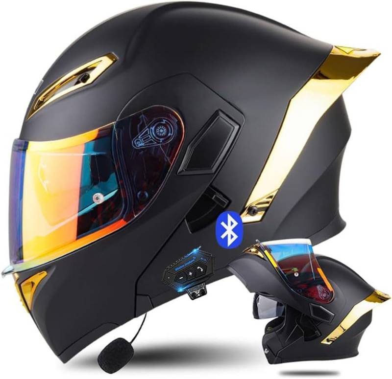 Integralhelm Modular Klapphelm Unisex Motorrad Bluetooth Helm ECE zugelassen von GAOZCTT