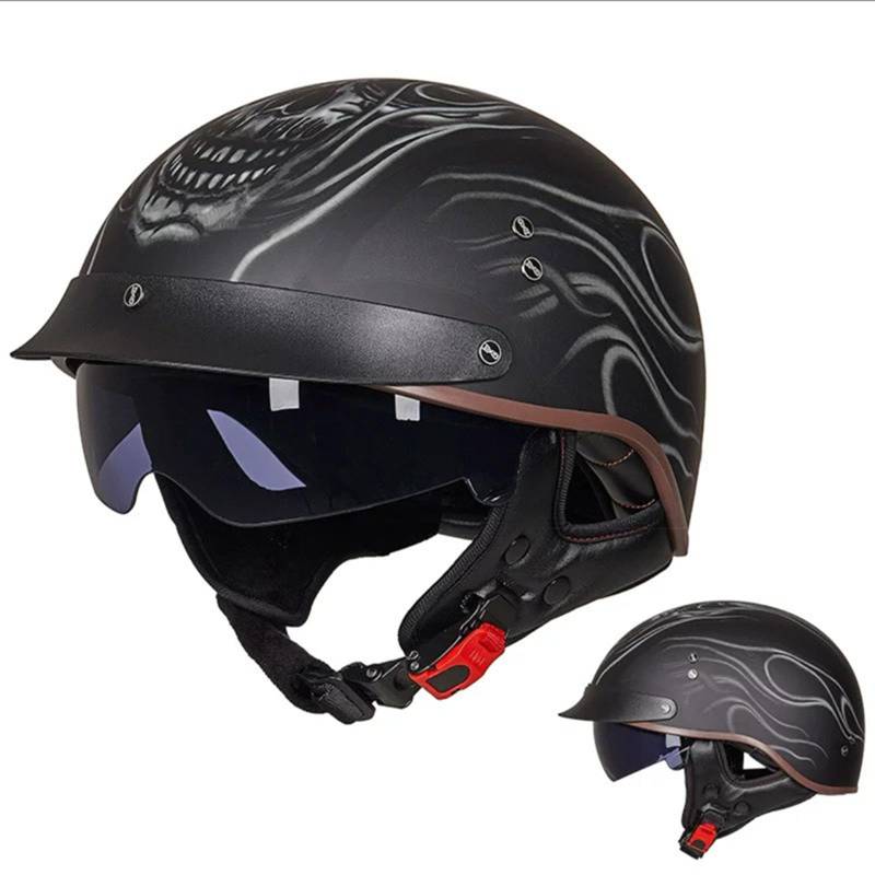 Mopedhelm Retro-Offener Helm ECE-geprüfter Halbhelm für Herren und Damen für Motocross Sommerhelm von GAOZCTT