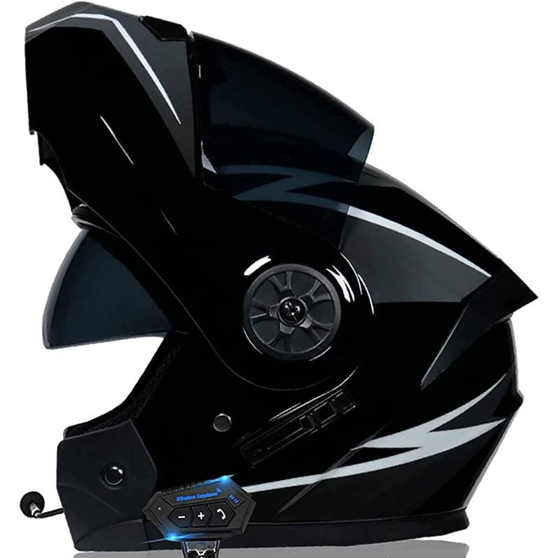 Motorrad-Klapphelm Bluetooth-Helm Erwachsene Damen Herren Motorradhelm ECE-geprüft Vollvisierhelm Mit Doppelvisier Leichter Motorradhelm Rennhelm von GAOZCTT