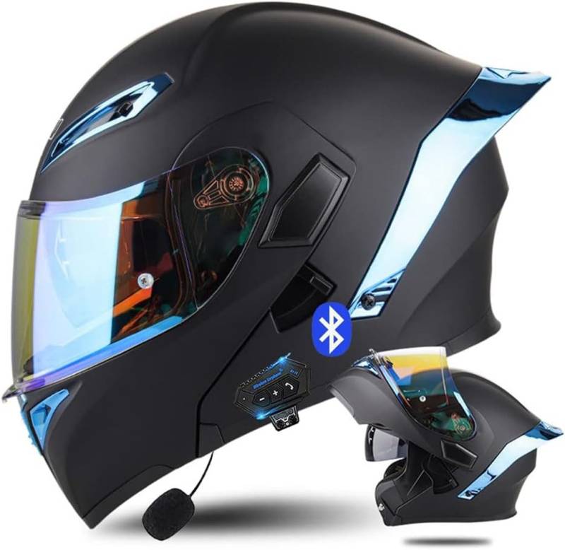 Motorrad Modularhelm Bluetooth Klapphelm ECE zugelassen Racing Touring Helm für Männer Frauen von GAOZCTT