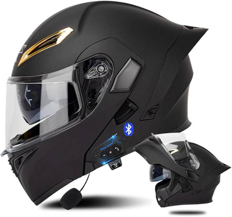 Motorrad Modularhelm Bluetooth Klapphelm ECE zugelassen Racing Touring Helm für Männer Frauen von GAOZCTT