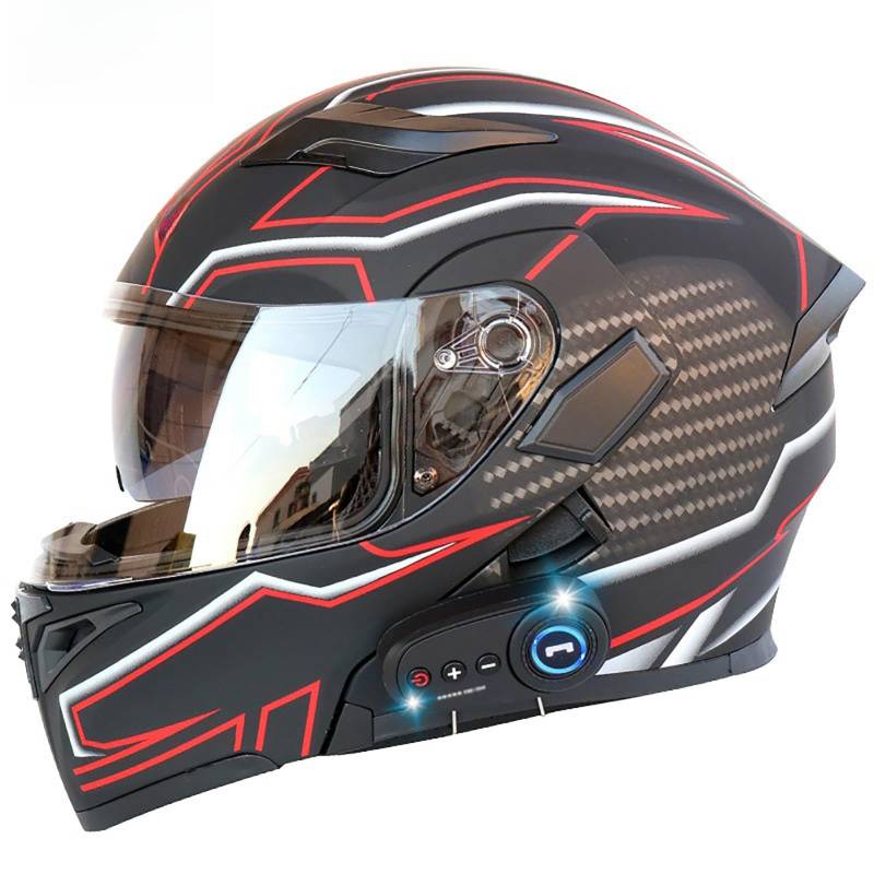 Bluetooth-Klapphelm Für Modulare Motorräder Integralhelm Motorradhelme Mit Doppelvisier Racing Crash Karting Integralhelme Für Motorräder A,M(57-58CM) von GAOZITAIGZ