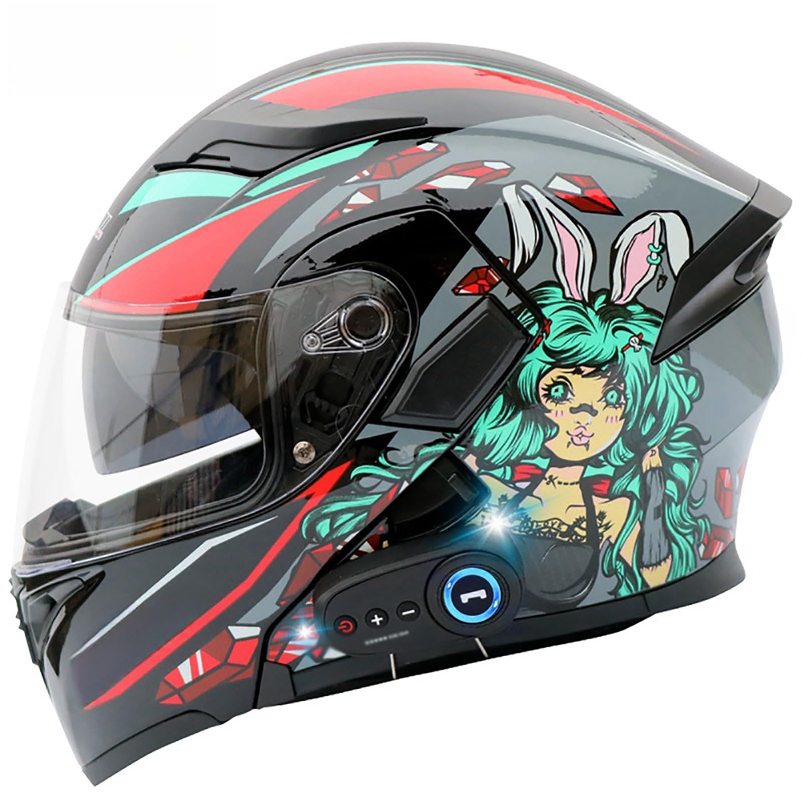 Bluetooth-Klapphelm Für Modulare Motorräder Integralhelm Motorradhelme Mit Doppelvisier Racing Crash Karting Integralhelme Für Motorräder B,L(59-60CM) von GAOZITAIGZ