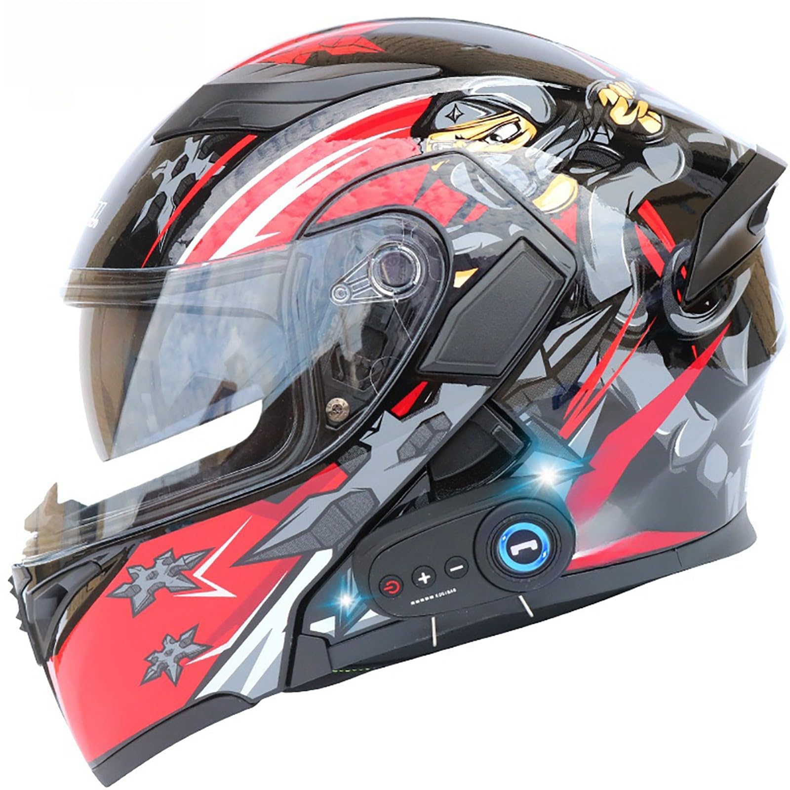 Bluetooth-Klapphelm Für Modulare Motorräder Integralhelm Motorradhelme Mit Doppelvisier Racing Crash Karting Integralhelme Für Motorräder C,L(59-60CM) von GAOZITAIGZ