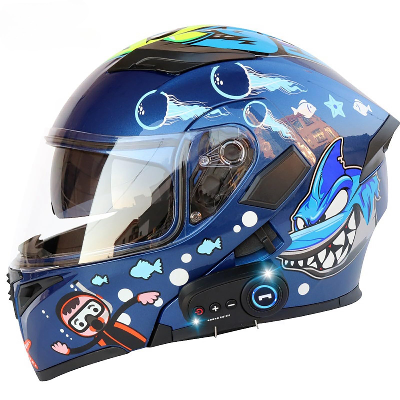 Bluetooth-Klapphelm Für Modulare Motorräder Integralhelm Motorradhelme Mit Doppelvisier Racing Crash Karting Integralhelme Für Motorräder F,L(59-60CM) von GAOZITAIGZ