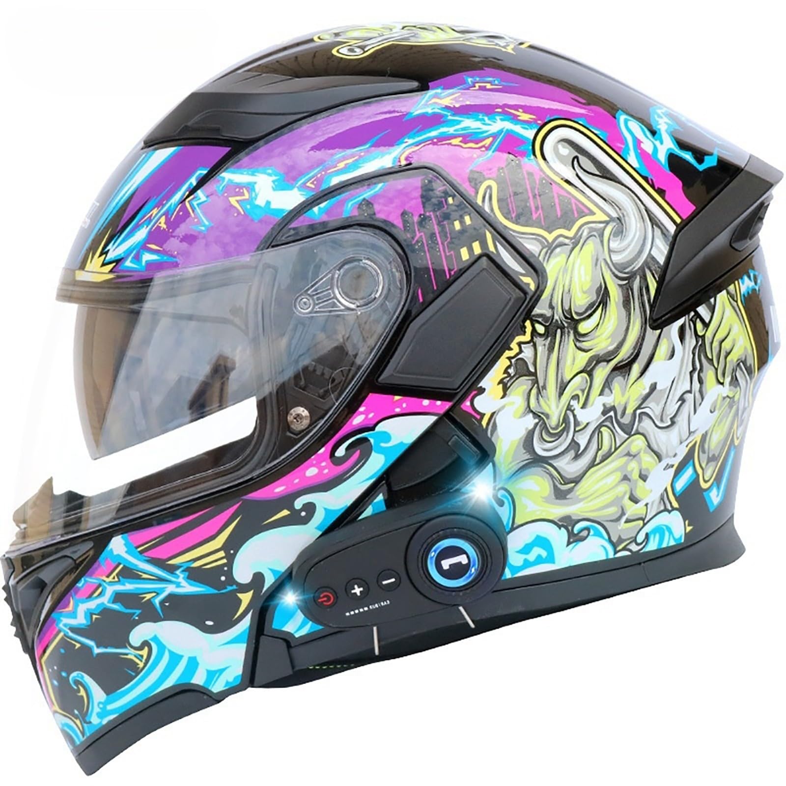 Bluetooth-Klapphelm Für Modulare Motorräder Integralhelm Motorradhelme Mit Doppelvisier Racing Crash Karting Integralhelme Für Motorräder I,M(57-58CM) von GAOZITAIGZ