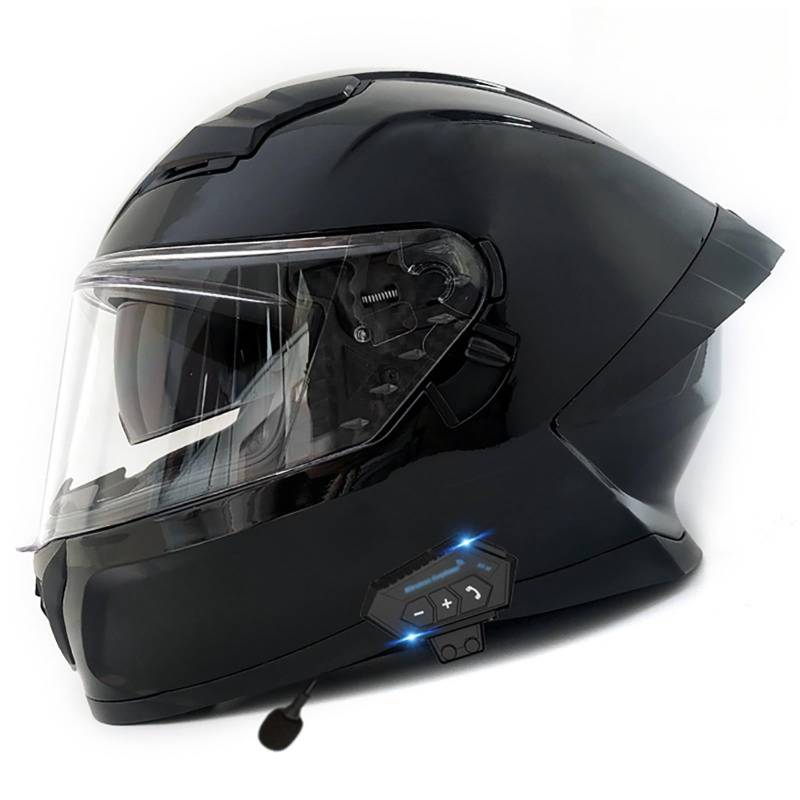 Bluetooth-Motorradhelme Integralhelm Für Herren Racing Style Lufteinlässe Und Kratzfestes Visier Integralhelme Für Street Sport Touring Rennrad Motorradhelme C,L(59-60CM) von GAOZITAIGZ