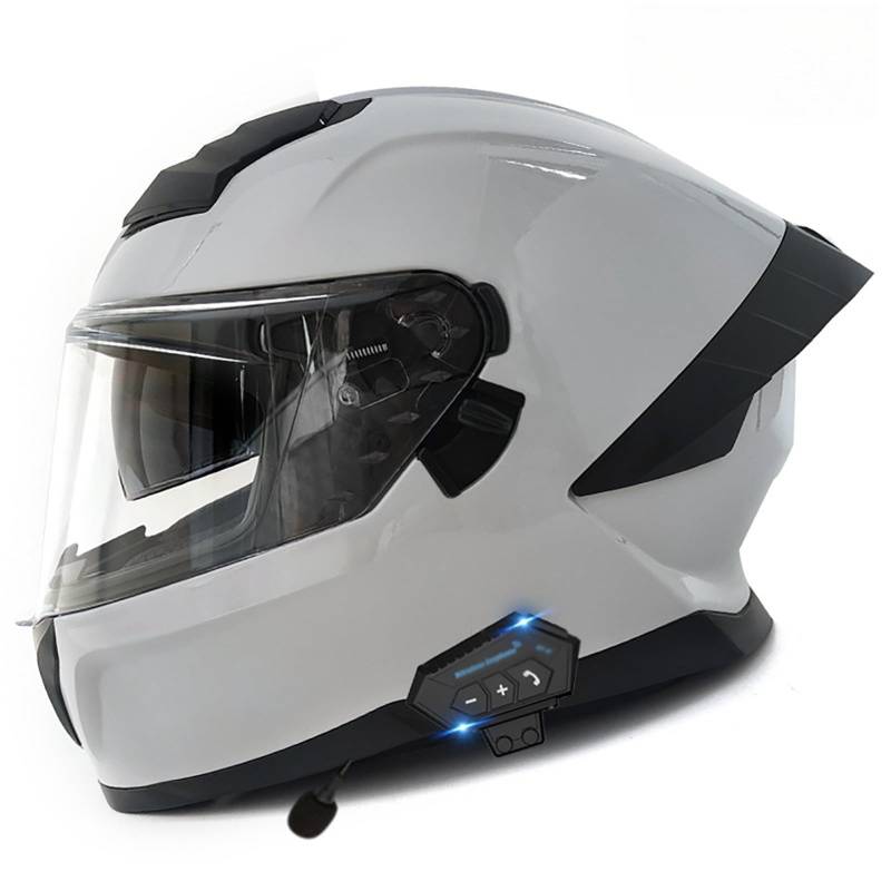 Bluetooth-Motorradhelme Integralhelm Für Herren Racing Style Lufteinlässe Und Kratzfestes Visier Integralhelme Für Street Sport Touring Rennrad Motorradhelme D,L(59-60CM) von GAOZITAIGZ