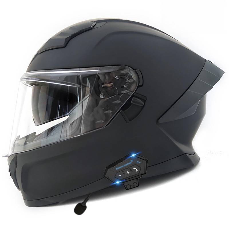 Bluetooth-Motorradhelme Integralhelm Für Herren Racing Style Lufteinlässe Und Kratzfestes Visier Integralhelme Für Street Sport Touring Rennrad Motorradhelme E,L(59-60CM) von GAOZITAIGZ