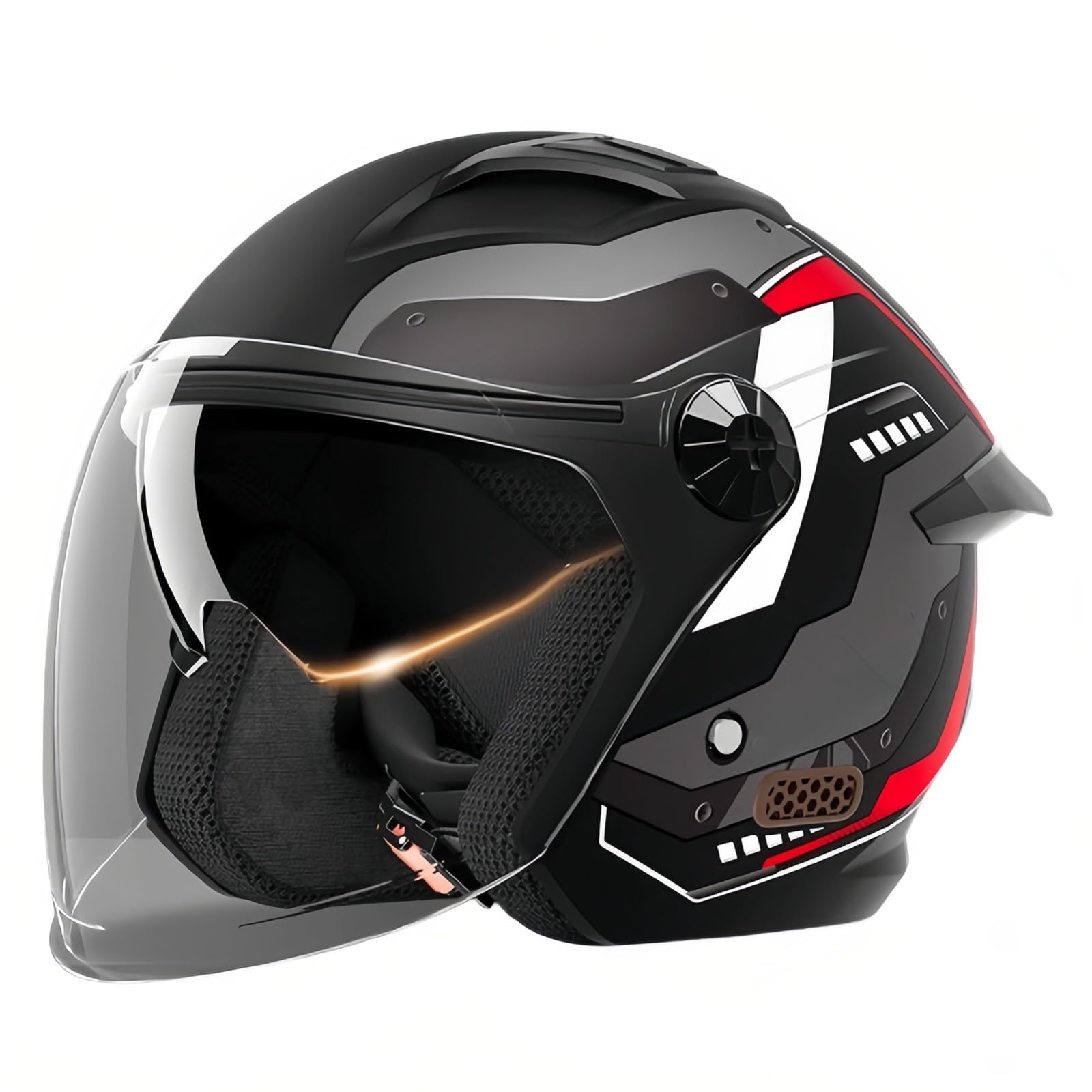 Helm Für Erwachsene Motorradhelm Mopedhelm Für Herren Damen ECE Zertifiziert Roller Helm Jethelm Mit Visier Herren Und Damen A,(55-62CM) von GAOZITAIGZ