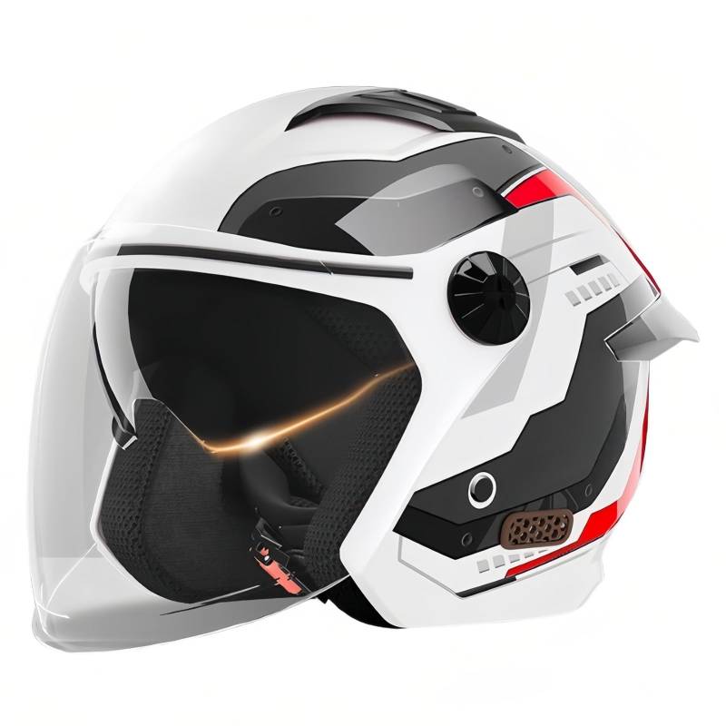 Helm Für Erwachsene Motorradhelm Mopedhelm Für Herren Damen ECE Zertifiziert Roller Helm Jethelm Mit Visier Herren Und Damen B,(55-62CM) von GAOZITAIGZ