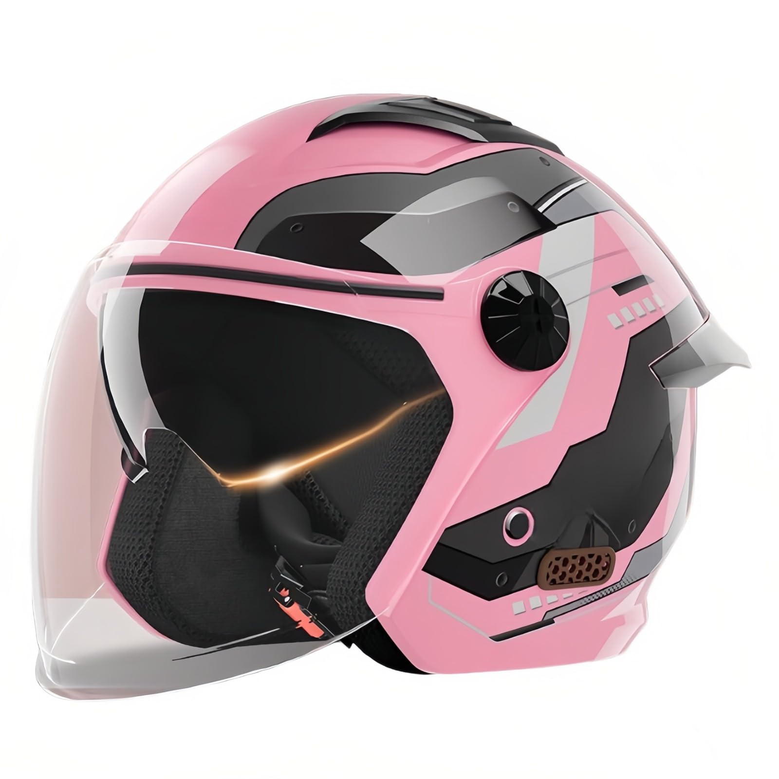 Helm Für Erwachsene Motorradhelm Mopedhelm Für Herren Damen ECE Zertifiziert Roller Helm Jethelm Mit Visier Herren Und Damen D,(55-62CM) von GAOZITAIGZ