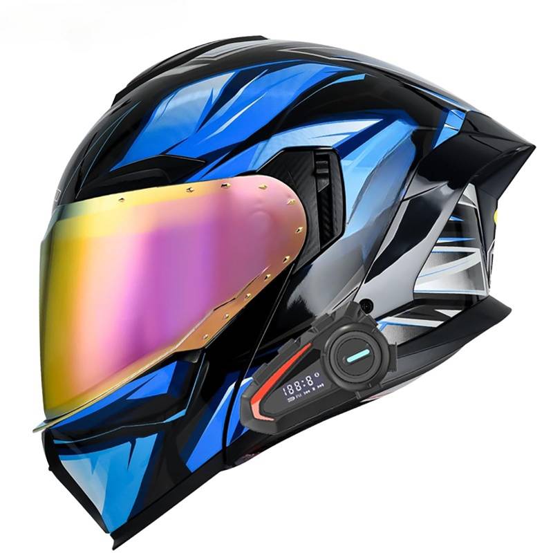 Klapphelm Für Motorradfahrer Modularer Integralhelm Mit Bluetooth Motorrad-Rennsport-Crashhelm Moped-Rollerhelm Für Erwachsene Männer Und Frauen I,L(59-60CM) von GAOZITAIGZ