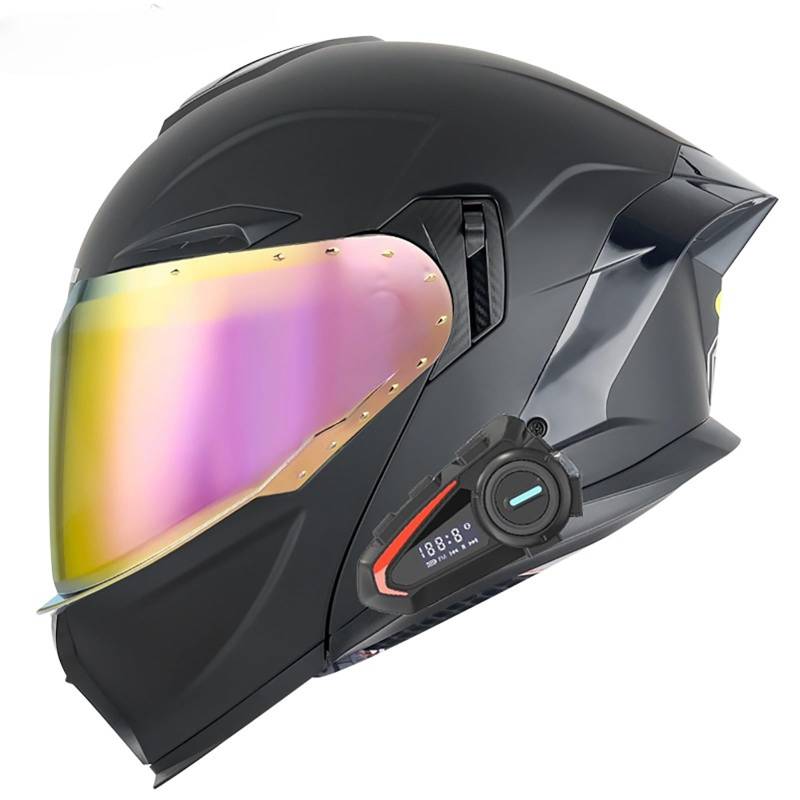 Klapphelm Für Motorradfahrer Modularer Integralhelm Mit Bluetooth Motorrad-Rennsport-Crashhelm Moped-Rollerhelm Für Erwachsene Männer Und Frauen J,L(59-60CM) von GAOZITAIGZ