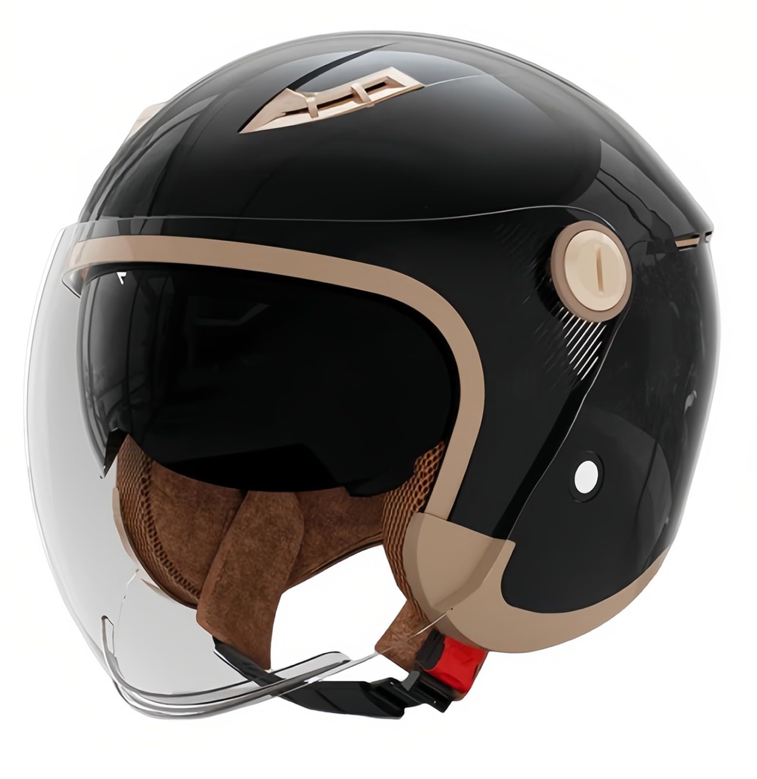 Motorrad Helm Jethelm Mit Doppelvisier ECE Zertifiziert Mopedhelm Roller Helm Herren Und Damen Motorradhelm Im Winter Warm Halten B,(55-62CM) von GAOZITAIGZ