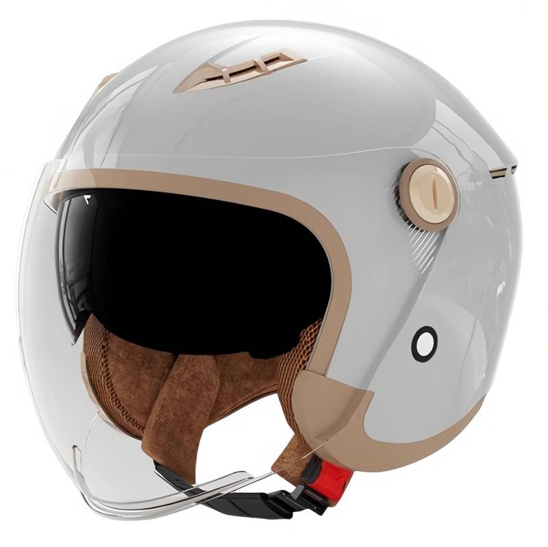 Motorrad Helm Jethelm Mit Doppelvisier ECE Zertifiziert Mopedhelm Roller Helm Herren Und Damen Motorradhelm Im Winter Warm Halten D,(55-62CM) von GAOZITAIGZ