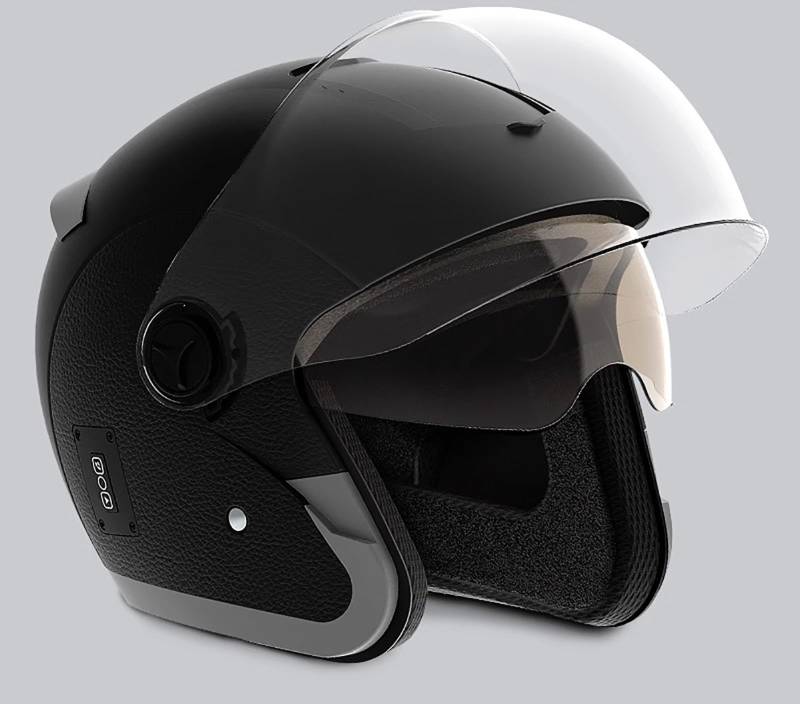 Motorradhelm Mit Doppelvisier Mopedhelm Rollerhelm Mopedhelm Für Herren Damen ECE Zertifiziert 190° Sichtfeld Mit Bluetooth A,S(52-53CM) von GAOZITAIGZ