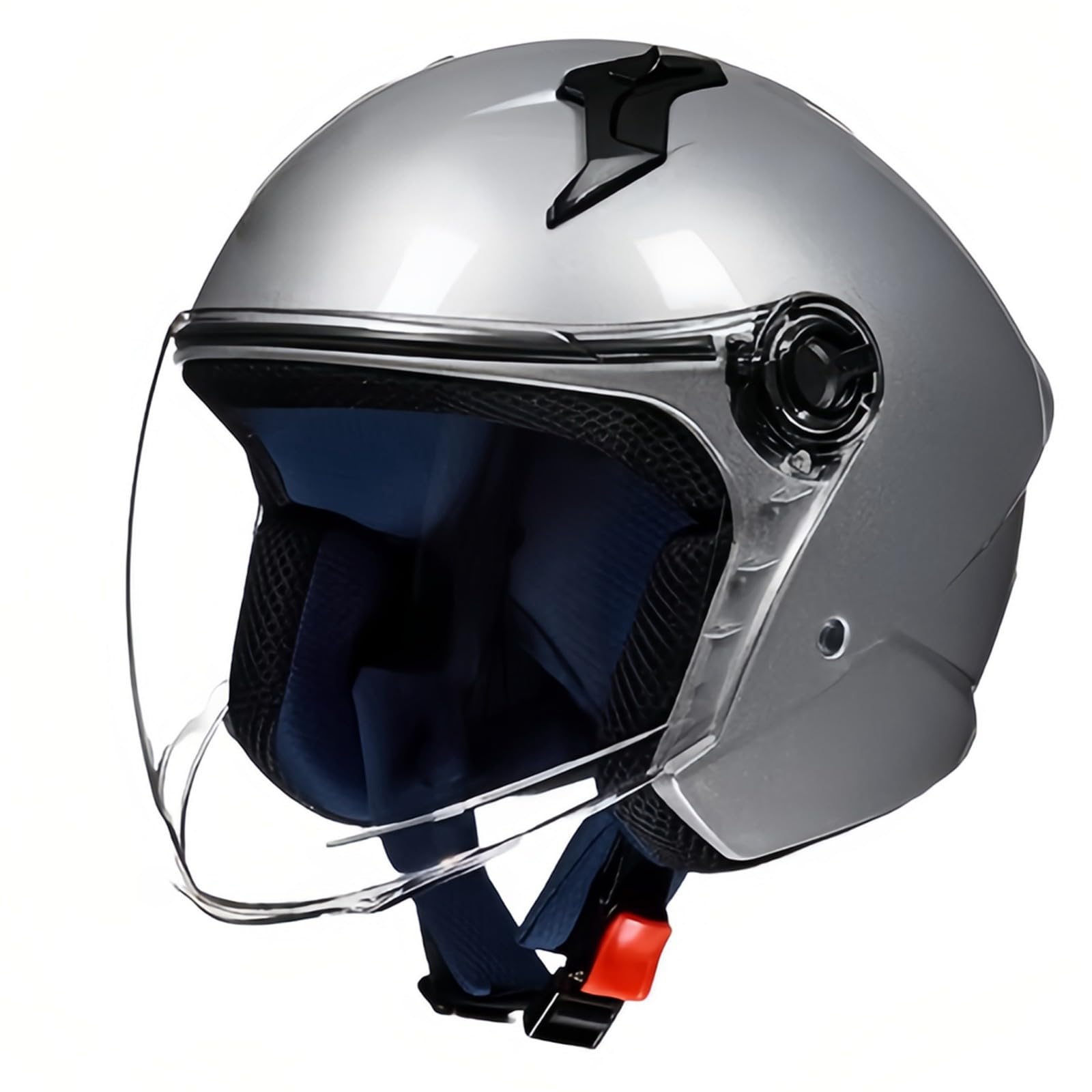 Motorradhelm Mopedhelm Mit Sonnenblende ECE Zertifiziert Roller Helm Helm Für Erwachsene Mopedhelm Für Herren Damen D,M(54-55CM) von GAOZITAIGZ