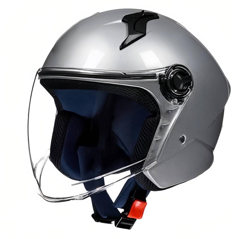 Motorradhelm Mopedhelm Mit Sonnenblende ECE Zertifiziert Roller Helm Helm Für Erwachsene Mopedhelm Für Herren Damen D,XL(56-57CM) von GAOZITAIGZ