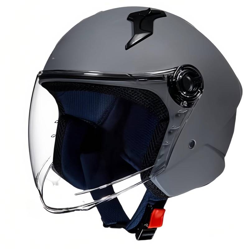 Motorradhelm Mopedhelm Mit Sonnenblende ECE Zertifiziert Roller Helm Helm Für Erwachsene Mopedhelm Für Herren Damen E,L(55-56CM) von GAOZITAIGZ