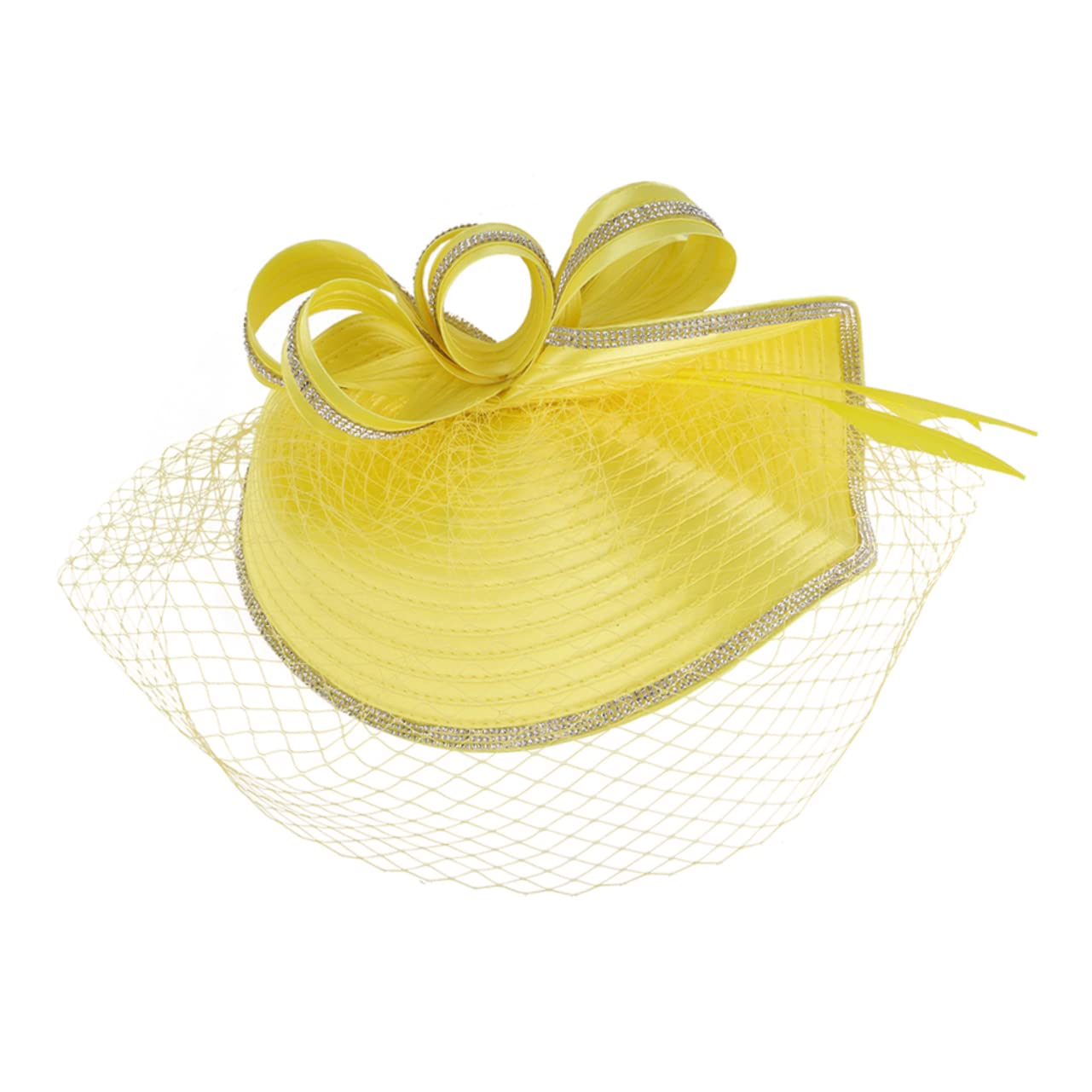 GAROZATION Fascinator-Hüte für Frauen haarband hair-band haircharm Hair decorations Trucker-Hut Krempenloser Hut Haarfascinatoren für Frauen fasinatoren für die haare Bauchmuskeln Yellow von GAROZATION