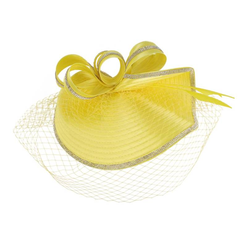 GAROZATION Fascinator-Hüte für Frauen haarband hair-band haircharm Hair decorations Trucker-Hut Krempenloser Hut Haarfascinatoren für Frauen fasinatoren für die haare Bauchmuskeln Yellow von GAROZATION