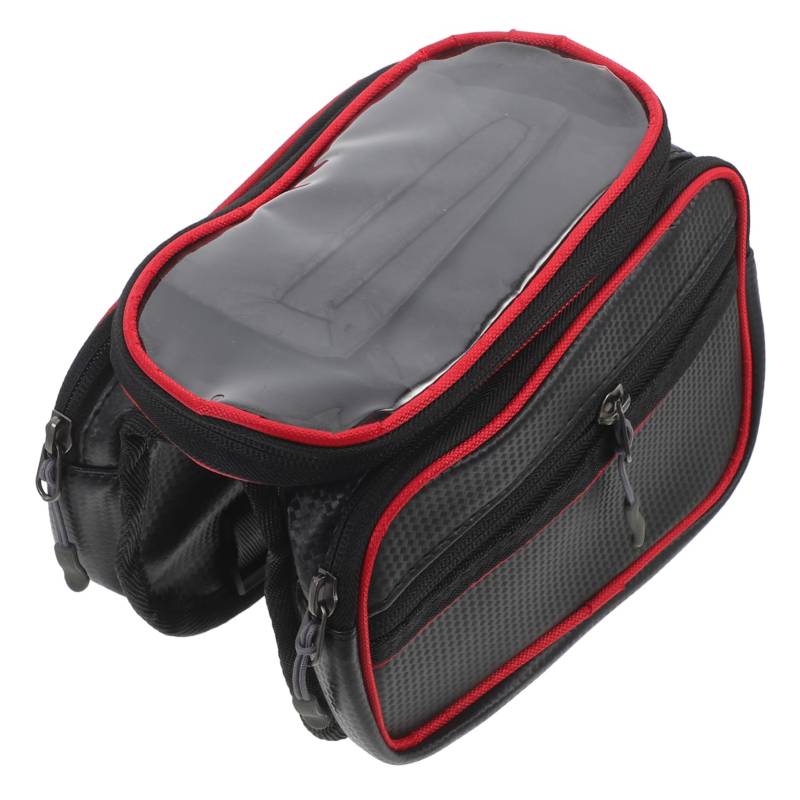 GAROZATION wasserdichte Mountainbike Satteltasche Handy Aufbewahrungstasche Fahrrad Vordertasche Rennrad Tasche Rot Lenkertasche Mit Touchscreen Handyhalterung Fahrrad Zubehör von GAROZATION