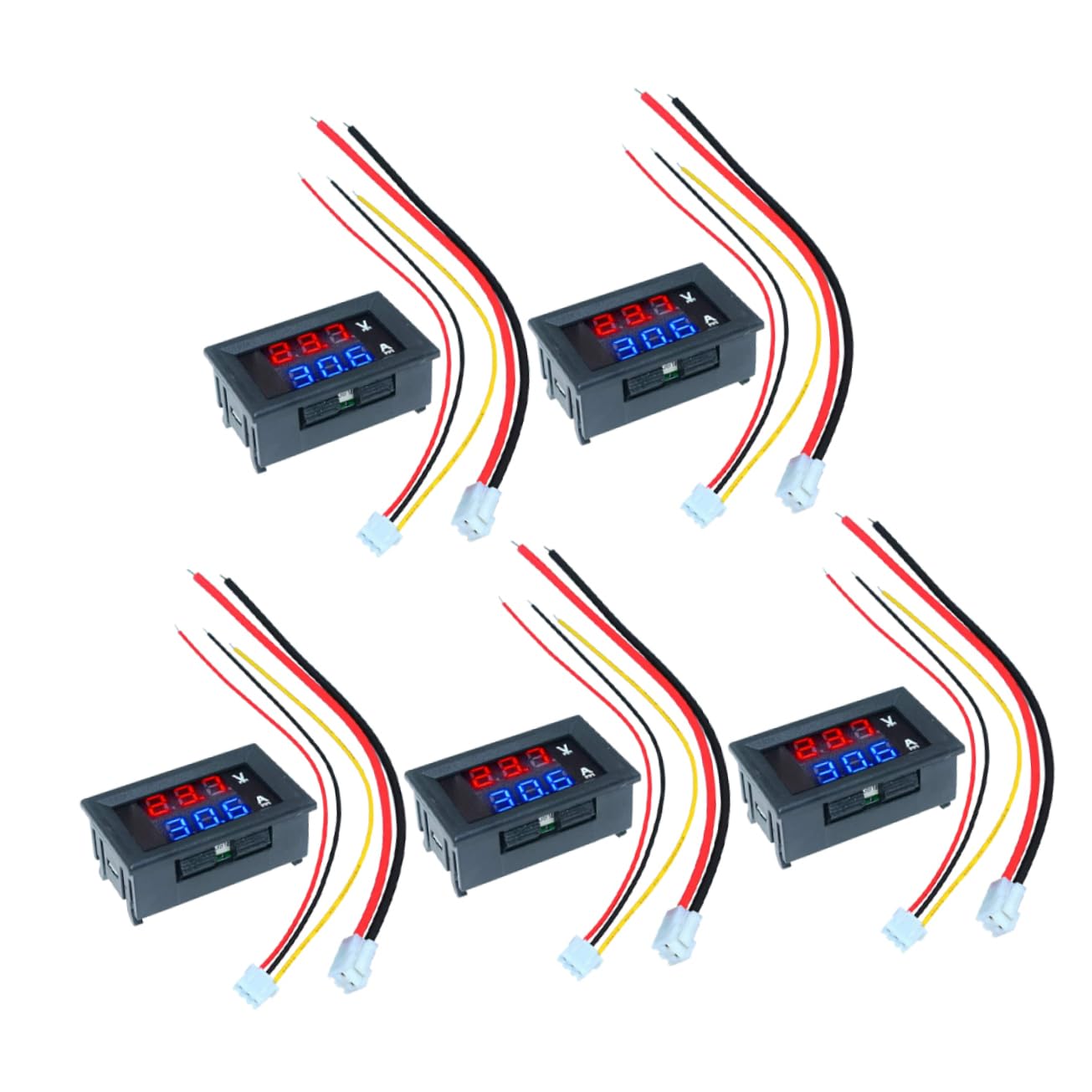 GARVALON 5er Set 10A Digitales Voltmeter & Ammeter DC Spannungs Und Stromtester Mit Doppelanzeige + Für Präzise Messungen Fahrzeugen Und Elektromotoren von GARVALON