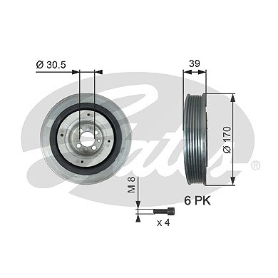 Gates Riemenscheibe, Kurbelwelle [Hersteller-Nr. TVD1013A] für Alfa Romeo, Cadillac, Fiat, Lancia, Opel, Saab, Suzuki von GATES