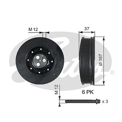 Gates Riemenscheibe, Kurbelwelle [Hersteller-Nr. TVD1060A] für Ford, Jaguar von GATES