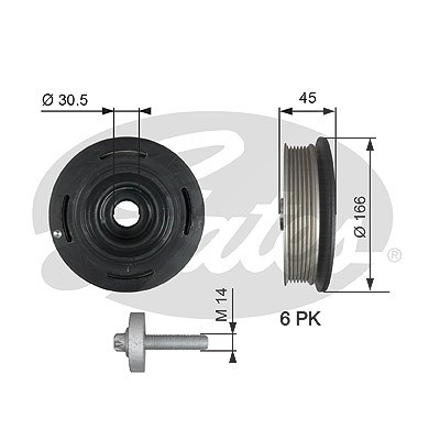 Gates Riemenscheibe, Kurbelwelle [Hersteller-Nr. TVD1041A] für Nissan, Opel, Renault von GATES