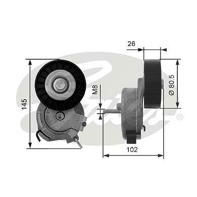 Gates Spannrolle, Keilrippenriemen [Hersteller-Nr. T38473] für Alfa Romeo, Lancia von GATES