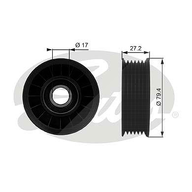 Gates Umlenk-/Führungsrolle, Keilrippenriemen [Hersteller-Nr. T38009] für Buick, Cadillac, Chevrolet, Dodge, Ford Usa, Jeep, Oldsmobile, Pontiac von GATES