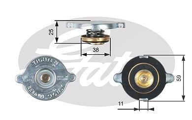 Gates Verschlussdeckel, Kühler [Hersteller-Nr. RC122] für Audi, Daihatsu, Honda, Lada, Mazda, Mitsubishi, Porsche, Suzuki, Toyota, VW von GATES