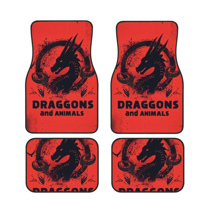 Dragons and animals Waterproof Heavy Duty Car Mats Allwetter Rubber Automotive Floor Mats Thickening Floor Mats for Cars Trucks SUV Set of 4 von GBCVXZ