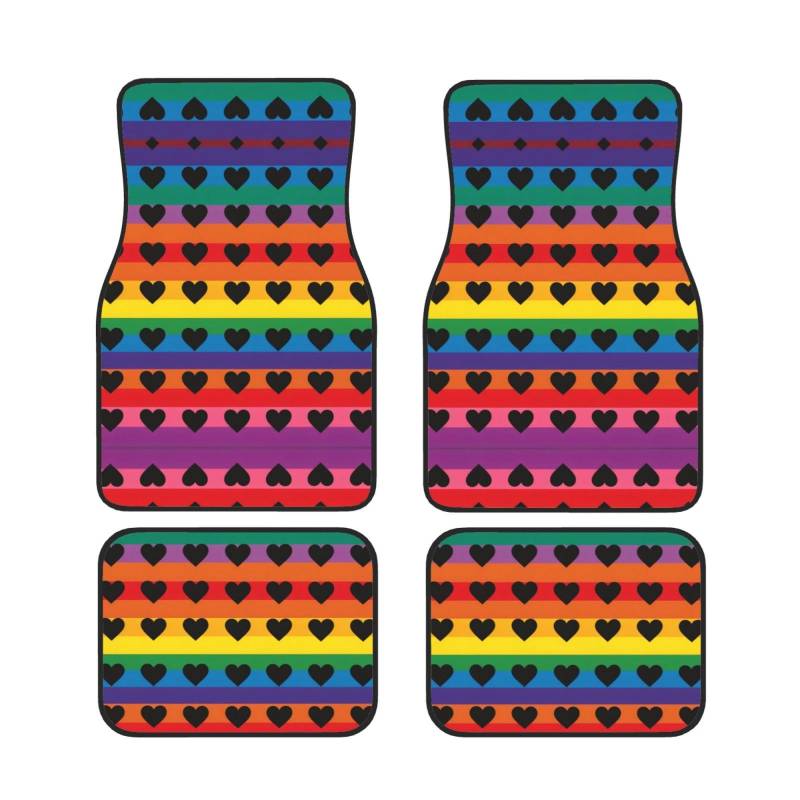 Proud Heart Rainbow Pattern Waterproof Heavy Duty Car Mats Allwetter Rubber Automotive Floor Mats Thickening Floor Mats for Cars Trucks SUV Set of 4 von GBCVXZ