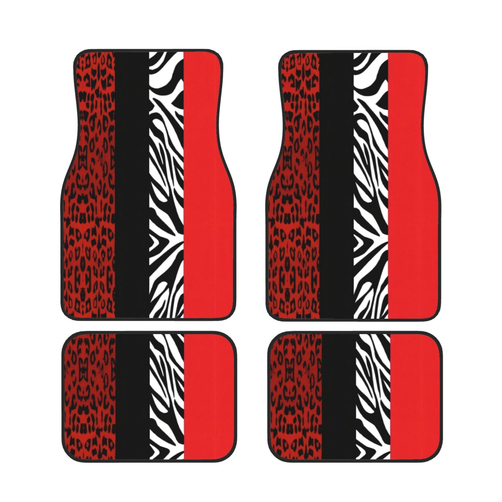 Red Leopard and Zebra Animal Waterproof Heavy Duty Car Mats Allwetter Rubber Automotive Floor Mats Thickening Floor Mats for Cars Trucks SUV Set of 4 von GBCVXZ